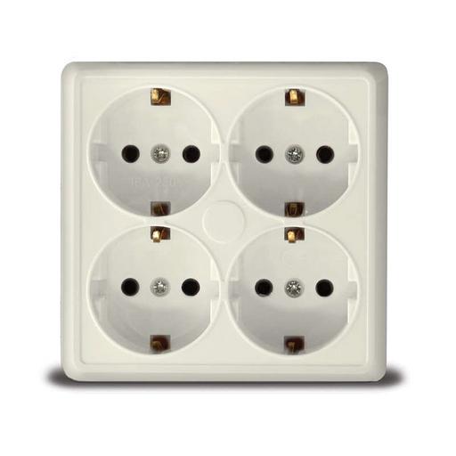 Розетка 4-м ОП Олимп с заземл. квадрат сл. кость UNIVersal 1171 фото 1