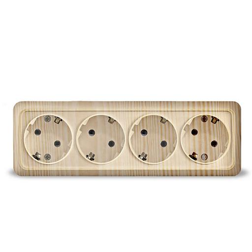 Розетка 4-м ОП Олимп с заземл. сосна UNIVersal 1175 фото 1