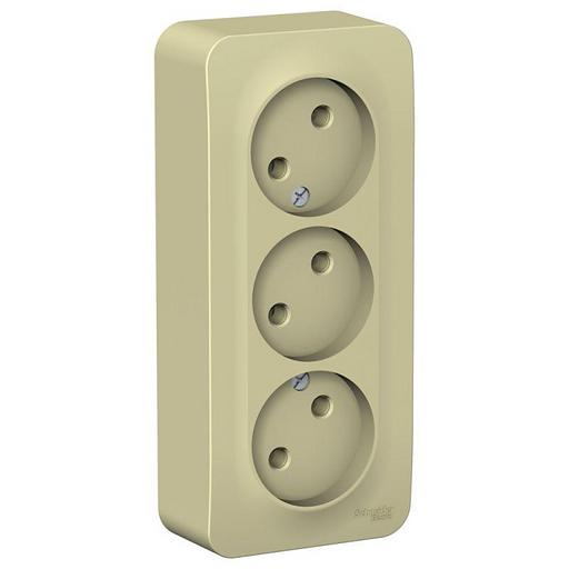 Розетка 3-м ОП Blanca 16А IP20 250В без заземл. без защ. шторок с изолир. пластиной беж. SE BLNRA000 фото 1