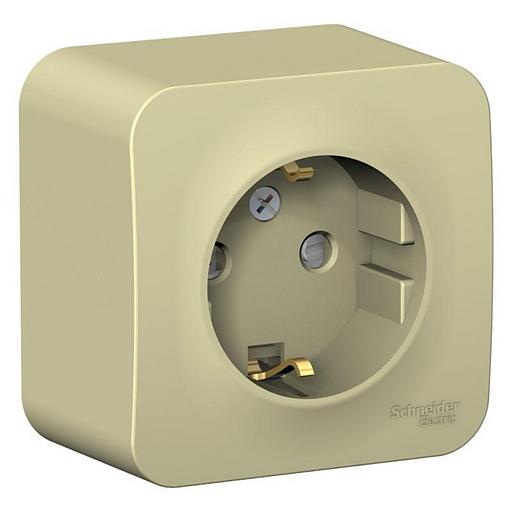 Розетка 1-м ОП Blanca 16А IP20 250В с заземл. защ. шторки с изолир. пластиной беж. SE BLNRA011117 фото 1