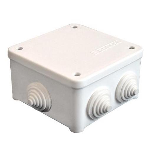 Коробка распределительная ОП 85х85х45мм У130 IP54 7 выходов 3 гермоввода крышка на винтах бел. Eppla фото 1