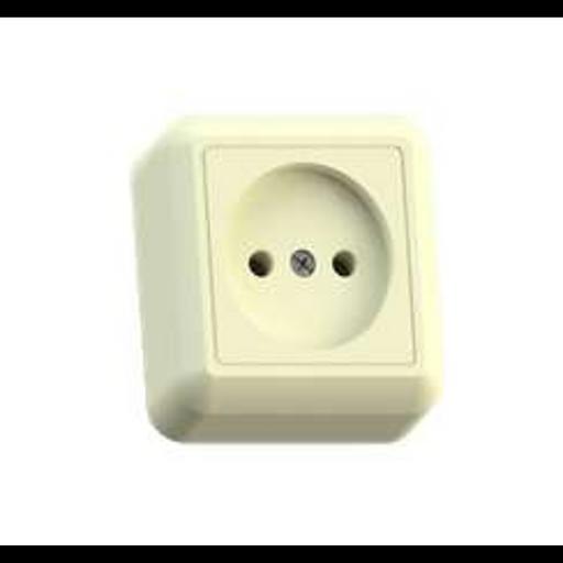 Розетка 1-м ОП Оптима РА10-375 10А IP20 без заземл. с монтаж. пластиной сл. кость Кунцево 8035 фото 1