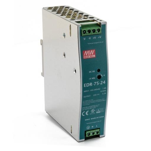EDR-75-24 Блок питания на DIN-рейку, 24В, 3,2 А, 75Вт Mean Well фото 1
