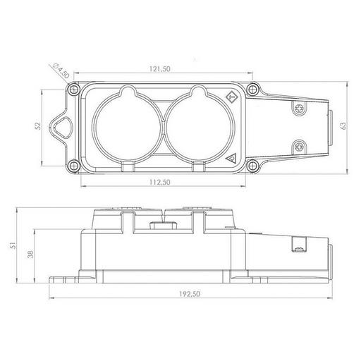 Розетка штепсельная двухместная влагозащ. с/з 16А IP54 каучук Rexant 111-112 фото 2