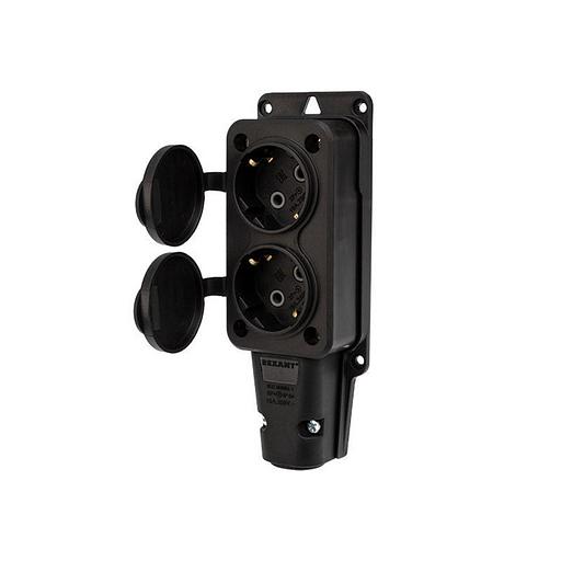 Розетка штепсельная двухместная влагозащ. с/з 16А IP54 каучук Rexant 111-112 фото 10