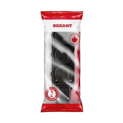 Розетка штепсельная трехместная влагозащ. с/з 16А IP54 каучук Rexant 111-113 фото 4