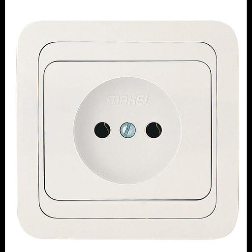Розетка 1-м СП Mimoza 16А IP20 без заземл. керамика бел./бел. Makel 12002 фото 1
