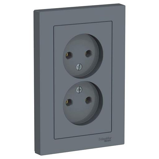 Розетка 2-м СП AtlasDesign 16А IP20 без заземл. в сборе грифель SE ATN000720 фото 1