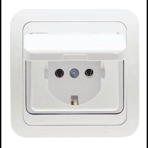 Розетка 1-м СП Mimoza 16А IP20 с крышкой бел./бел. Makel 12029 фото 1