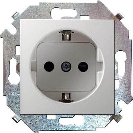 Розетка 1-м СП Simon 15 16А IP20 250В с заземл. Schuko защ. шторки винтов. клеммы механизм бел. Simo фото 1