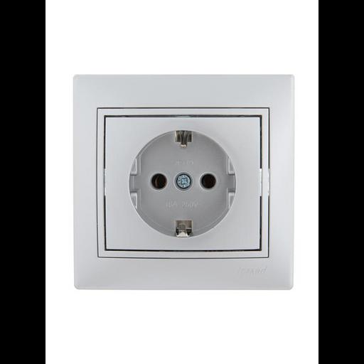 Розетка 1-м СП Mira 16А IP20 с заземл. со вставкой керамика сер. метал. LEZARD 701-1010-122 фото 1