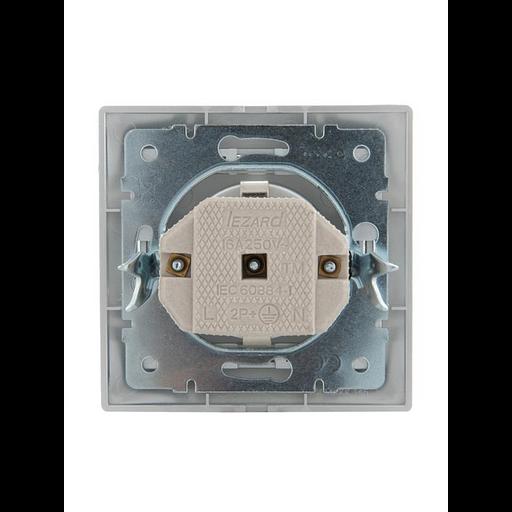Розетка 1-м СП Mira 16А IP20 с заземл. со вставкой керамика сер. метал. LEZARD 701-1010-122 фото 2