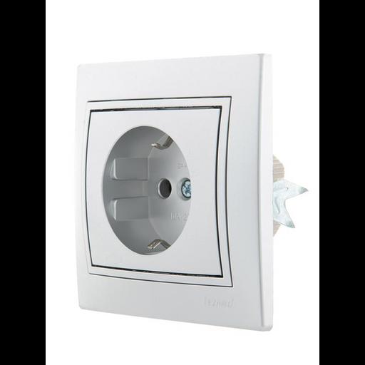 Розетка 1-м СП Mira 16А IP20 с заземл. со вставкой керамика сер. метал. LEZARD 701-1010-122 фото 3