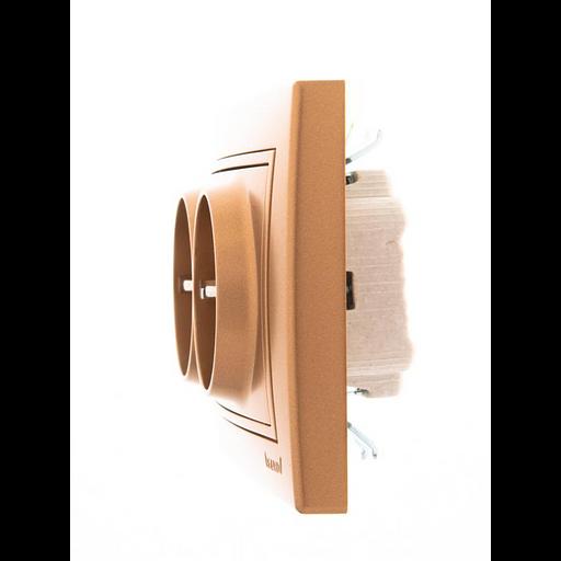 Розетка 2-м СП Mira 16А IP20 с заземл. со вставкой керамика зол. метал. LEZARD 701-1313-127 фото 3