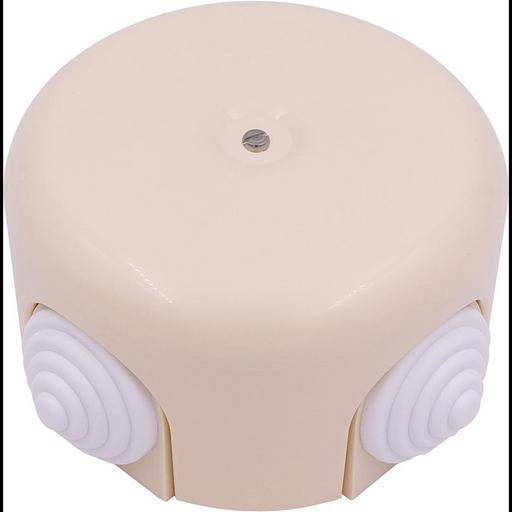 Коробка распределительная 78мм (4 кабельных ввода в комплекте) пластик песочн. зол. Bironi B1-521-24 фото 1