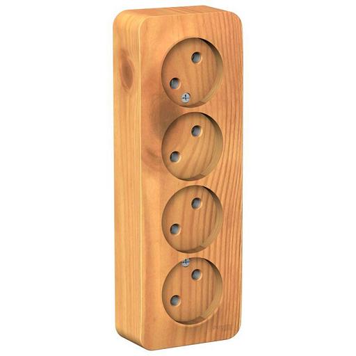 Розетка 4-м ОП Blanca 16А IP20 250В без заземл. без защ. шторок с изолир. пластиной ясень SE BLNRA00 фото 1