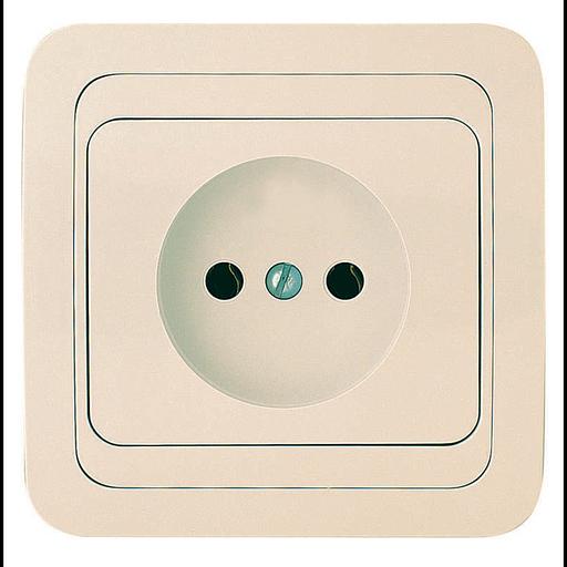 Розетка 1-м СП Mimoza 16А IP20 без заземл. керамика крем./крем. Makel 25002 фото 1
