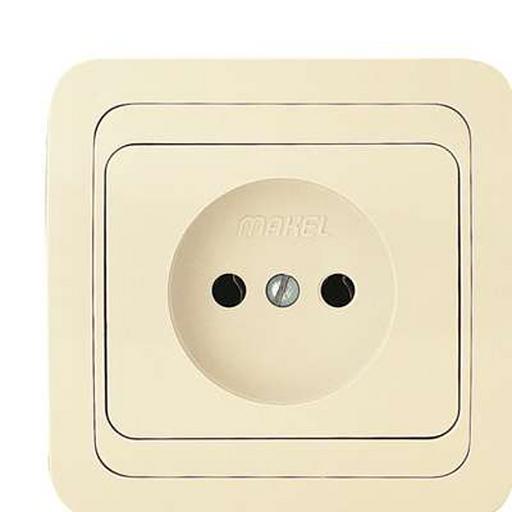 Розетка 1-м СП Mimoza 16А IP20 без заземл. крем./крем. Makel 25022 фото 1