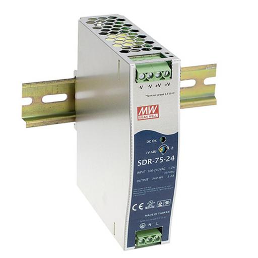 SDR-75-24 Блок питания на DIN-рейку, 24В, 3,2А, 76Вт Mean Well фото 1