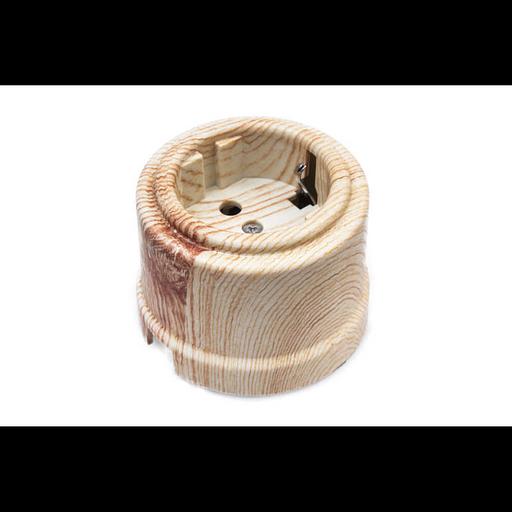 Розетка 1-м ОП Лизетта 16А IP20 ретро с заземл. ABS-пластик карельская сосна Bironi B1-101-13 фото 1