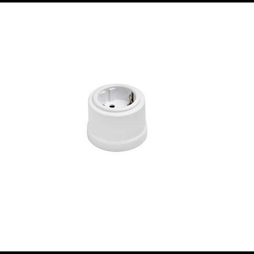 Розетка 1-м ОП Лизетта 16А IP20 ретро с заземл. ABS-пластик бел. Bironi B1-101-21 фото 1