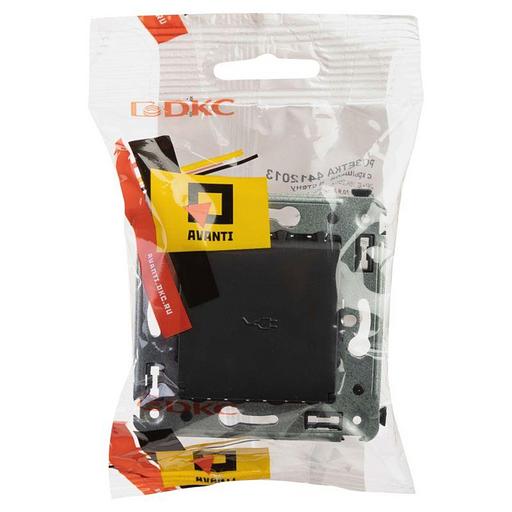 Розетка 1-м СП 2мод. Avanti "Черный матовый" 16А 2P+E защ. шторки с крышкой механизм черн. DKC 44120 фото 5