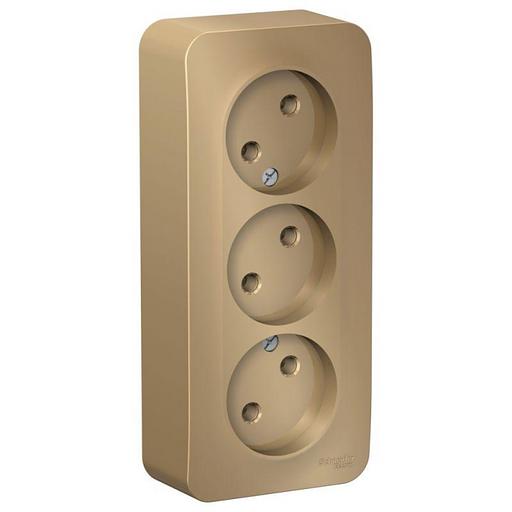 Розетка 3-м ОП Blanca 16А IP20 250В без заземл. без защ. шторок с изолир. пластиной титан SE BLNRA00 фото 1