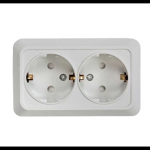 Розетка 2-м BOLLETO защ. шторки с заземл. накл. 7128х бел. ASD / IN HOME 4690612000961 фото 1
