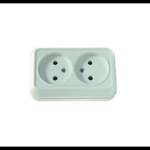 Розетка 2-м ОП 16А IP20 без заземл. крем. Makel 45217 фото 1