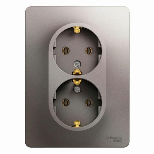 Розетка 2-м СП Glossa 16А IP20 250В с заземл. в сборе платина SE GSL001224 фото 1