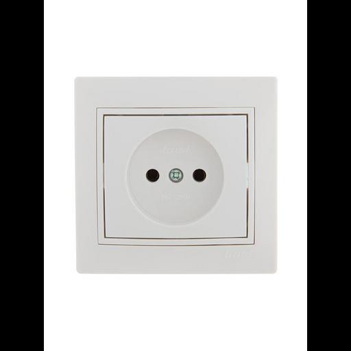 Розетка 1-м СП Mira 16А IP20 без заземл. с бел. вставкой керамика бел. LEZARD 701-0202-121 фото 1