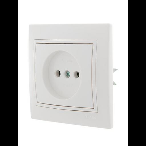 Розетка 1-м СП Mira 16А IP20 без заземл. с бел. вставкой керамика бел. LEZARD 701-0202-121 фото 2