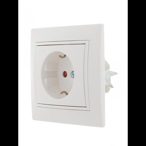 Розетка 1-м СП Mira 16А IP20 с заземл. защ. шторки с бел. вставкой керамика бел. LEZARD 701-0202-124 фото 2