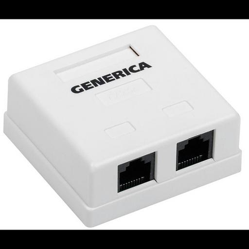 Розетка компьютерная 2-м ОП RJ45 кат.5E UTP GENERICA CS2-1C5EU-22-G фото 1