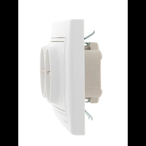 Розетка 2-м СП Mira 16А IP20 с заземл. с бел. вставкой керамика бел. LEZARD 701-0202-127 фото 3