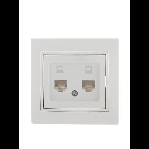 Розетка компьютерная 2-м СП Mira RJ45 бел./бел. LEZARD 701-0202-141 фото 1
