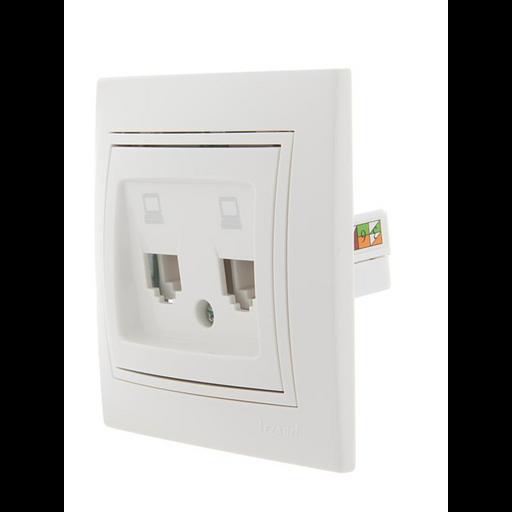 Розетка компьютерная 2-м СП Mira RJ45 бел./бел. LEZARD 701-0202-141 фото 2