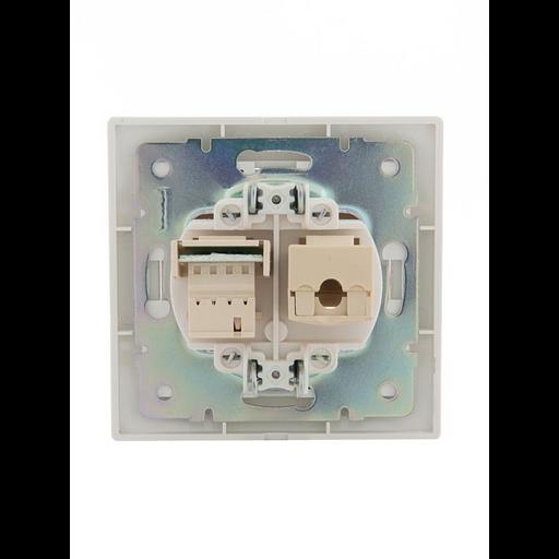 Розетка компьютерная + телефонная 2-м СП Mira RJ45 + RJ11 бел./бел. LEZARD 701-0202-143 фото 4