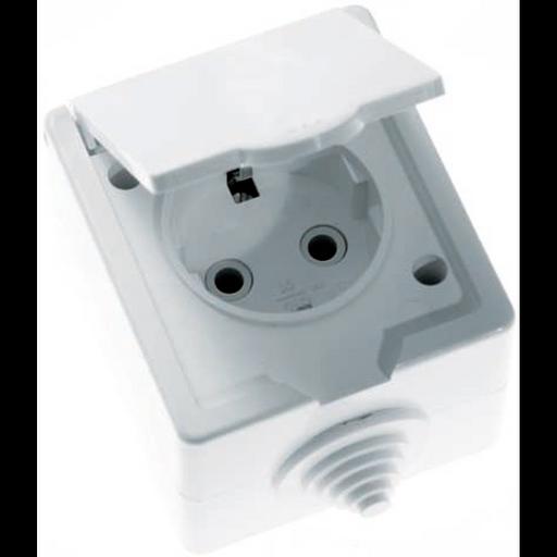 Розетка 1-м ОП РА16-660 16А IP44 с заземл. бел. Кунцево 5906 фото 1
