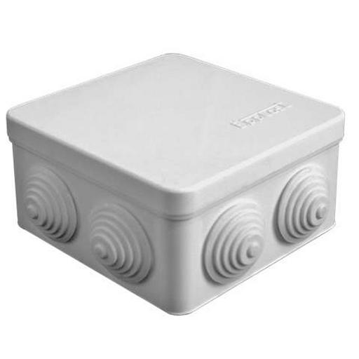 Коробка распределительная ОП 105х105х56мм IP54 7 выходов 4 гермоввода крышка защелкивающаяся сер. Ep фото 1