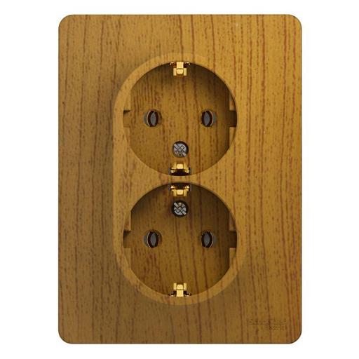 Розетка 2-м СП Glossa 16А IP20 с заземл. в сборе дерево дуб SE GSL000524 фото 1