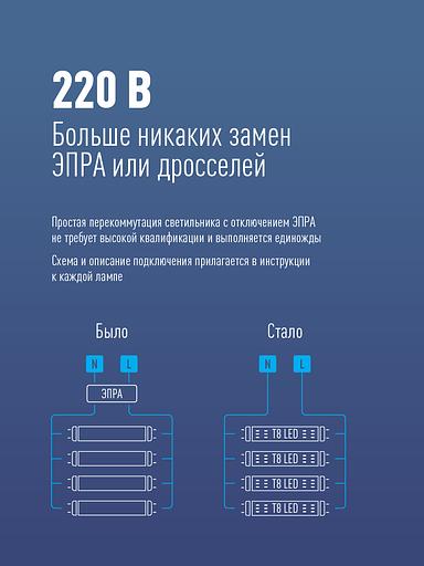 Лампа светодиодная LED 24Вт T8 G13 D25х1500 4000К белый 2400 лм фото 6