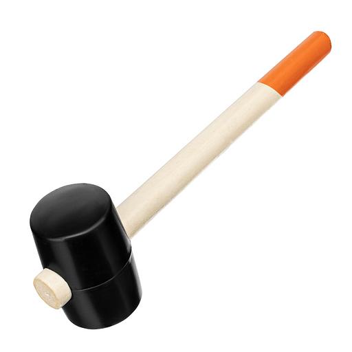 Киянка резиновая, 450 г, черная резина, деревянная рукоятка фото 1