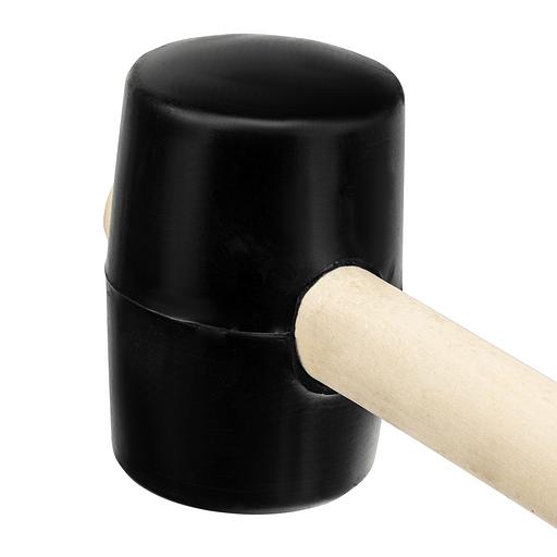 Киянка резиновая, 450 г, черная резина, деревянная рукоятка фото 2