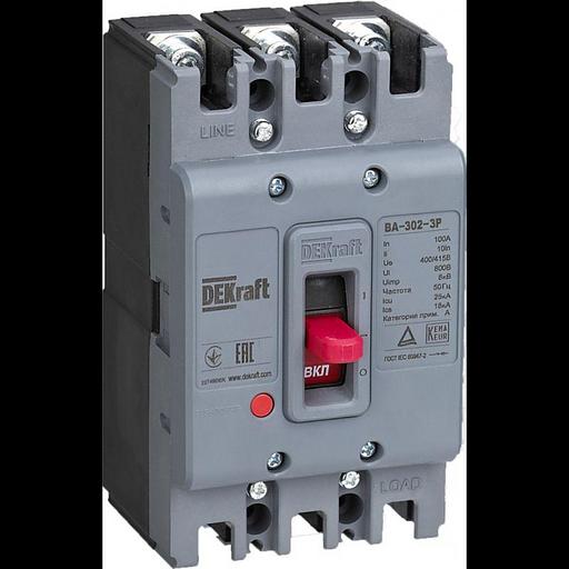 Выключатель автоматический 3п 100А 25кА ВА-302 DEKraft 22749DEK фото 1