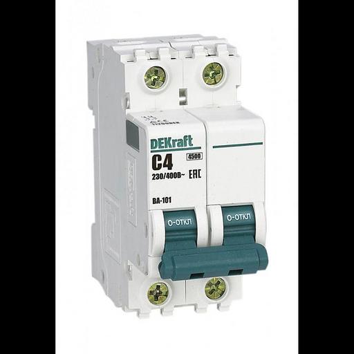 Выключатель автоматический модульный 2п C 4А 4.5кА ВА-101 DEKraft 11209DEK фото 1