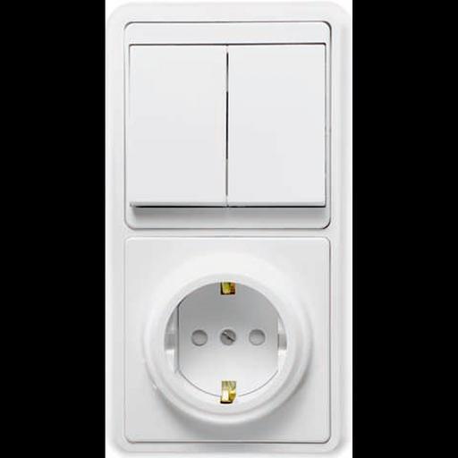 Блок БКВР-035 Бэлла (2-кл. выкл. + евророзетка с защ. шторками) бел. Кунцево 5835 фото 1