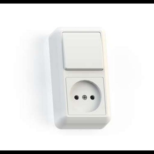 Блок комбинированный ОП БКВР-427 Оптима (1-кл. выкл. + розетка) бел. Кунцево 8060 фото 1