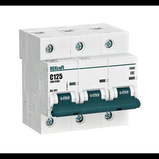 Выключатель автоматический модульный 3п C 125А 10кА ВА-201 DEKraft 13027DEK фото 1