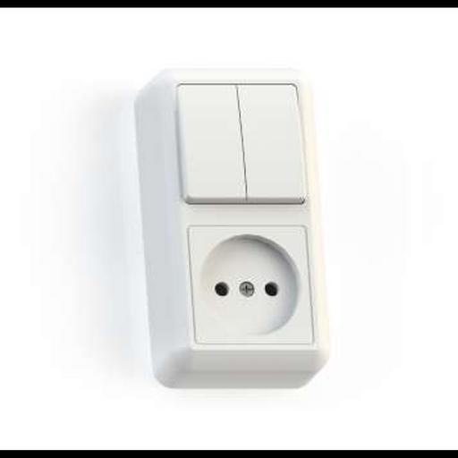 Блок комбинированный ОП БКВР-404 Оптима (2-кл. выкл. + розетка) бел. Кунцево 8062 фото 1